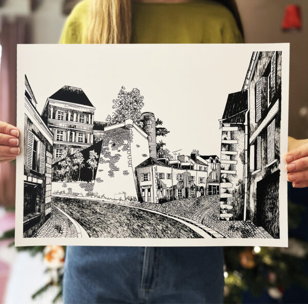 Affiche dessinée - La Rue des Trois Marchands, Blois